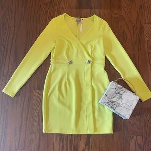 Neon yellow blazer style dress